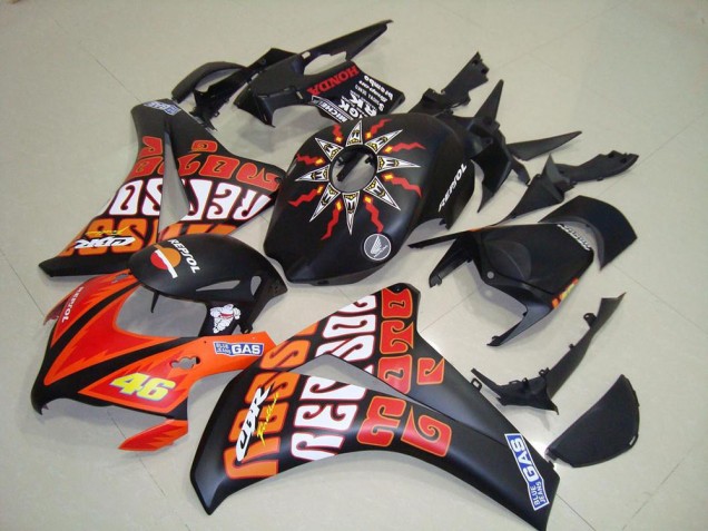 Matte Black Orange Rossi Repsol 46 2008-2011 Honda CBR1000RR Motorcycle Fairings