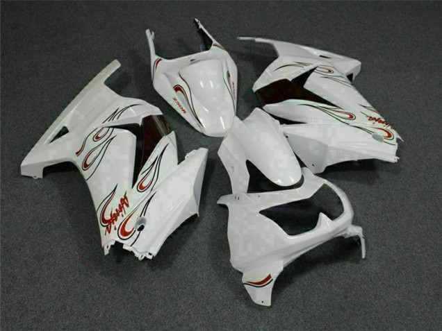 White Red 2008-2012 Kawasaki EX250 Motorcycle Fairings
