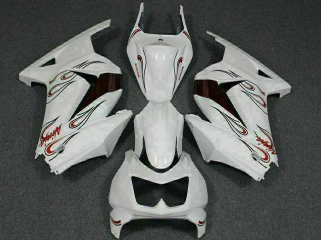 White Red 2008-2012 Kawasaki EX250 Motorcycle Fairings