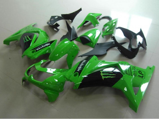 Green Glossy Black Monster 2008-2012 Kawasaki ZX250R Motorcycle Fairings
