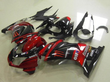 Candy Red Glossy Black Elf Touch4 Monster 2008-2012 Kawasaki ZX250R Motorcycle Fairings
