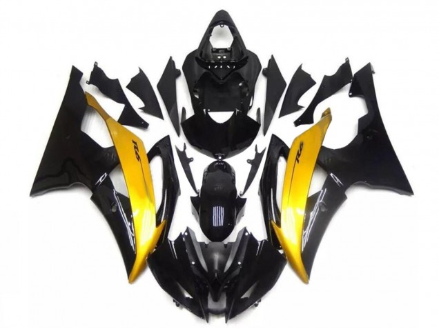 Gold Glossy Black 2008-2016 Yamaha YZF R6 Motorcycle Fairing