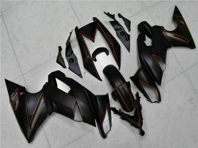 Matte Black Red Stripe 2009-2011 Kawasaki EX650 Motorcycle Fairings