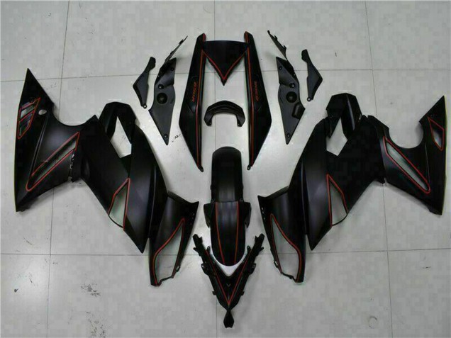 Matte Black Red Stripe 2009-2011 Kawasaki EX650 Motorcycle Fairings