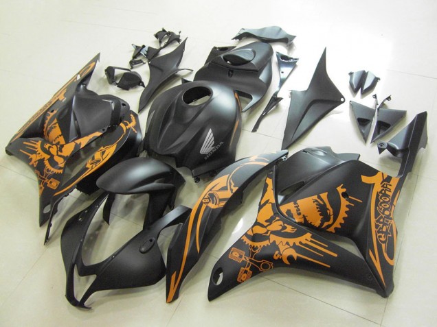 Matte Black Orange Skull 2009-2012 Honda CBR600RR Motorcycle Fairings