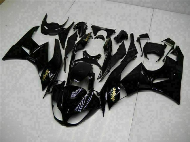 Glossy Black Gold Ninja 2009-2012 Kawasaki ZX6R Motorcycle Fairings