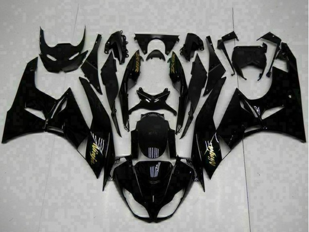 Glossy Black Gold Ninja 2009-2012 Kawasaki ZX6R Motorcycle Fairings