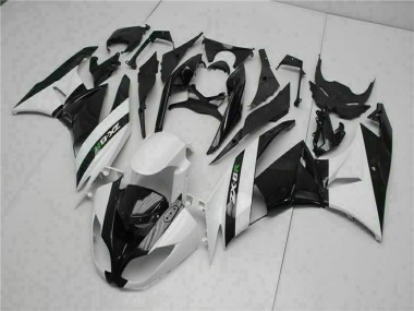 Glossy Black White 2009-2012 Kawasaki ZX6R Motorcycle Fairings
