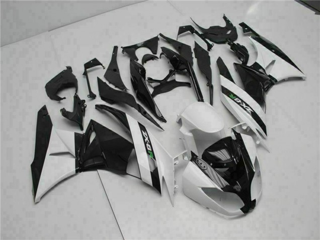 Glossy Black White 2009-2012 Kawasaki ZX6R Motorcycle Fairings