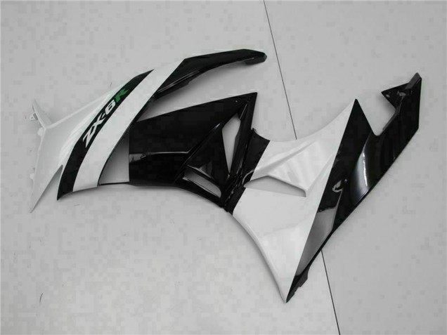 Glossy Black White 2009-2012 Kawasaki ZX6R Motorcycle Fairings