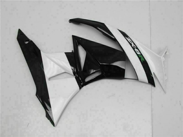 Glossy Black White 2009-2012 Kawasaki ZX6R Motorcycle Fairings