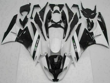 Glossy Black White 2009-2012 Kawasaki ZX6R Motorcycle Fairings
