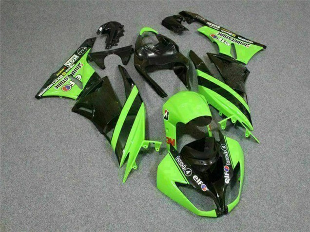 Green Glossy Black Elf Touch4 Bridgestone 2009-2012 Kawasaki ZX6R Motorcycle Fairings