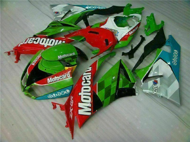 Green White Red Black Blue Motocard 2009-2012 Kawasaki ZX6R Motorcycle Fairings