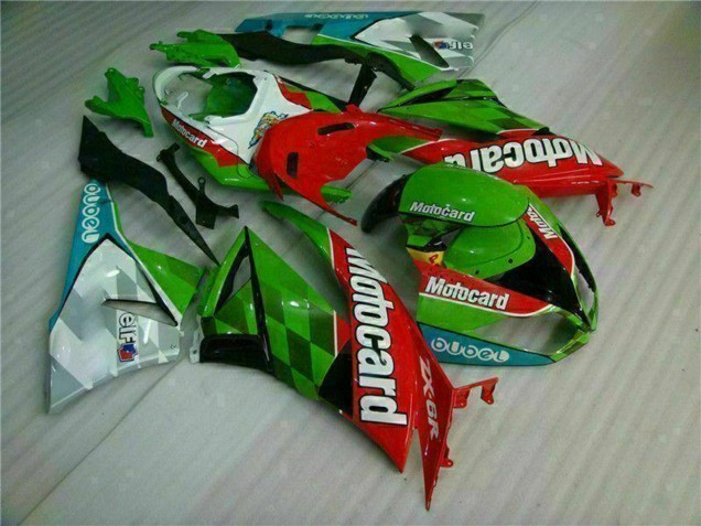 Green White Red Black Blue Motocard 2009-2012 Kawasaki ZX6R Motorcycle Fairings