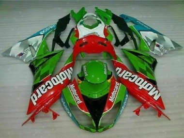 Green White Red Black Blue Motocard 2009-2012 Kawasaki ZX6R Motorcycle Fairings