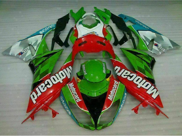Green White Red Black Blue Motocard 2009-2012 Kawasaki ZX6R Motorcycle Fairings