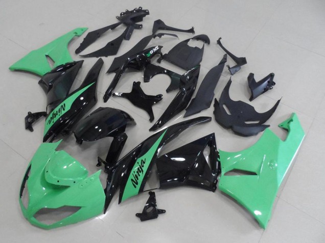 Light Green Glossy Black 2009-2012 Kawasaki ZX6R Motorcycle Fairings