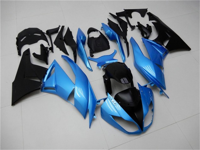 Light Blue Glossy Black 2009-2012 Kawasaki ZX6R Motorcycle Fairings