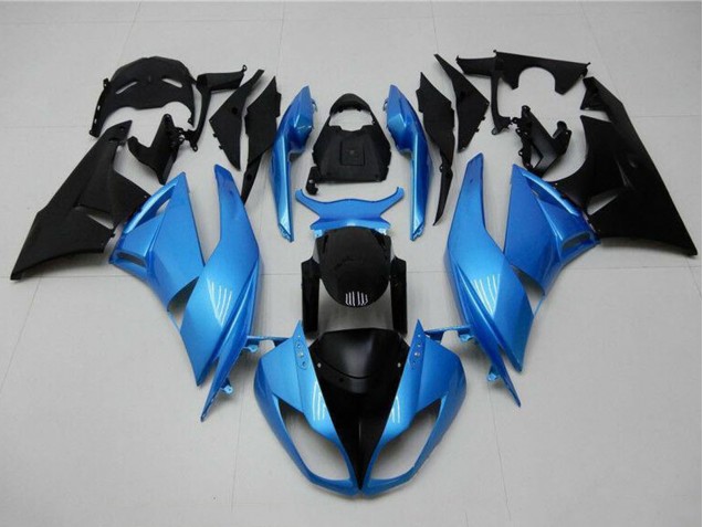 Light Blue Glossy Black 2009-2012 Kawasaki ZX6R Motorcycle Fairings