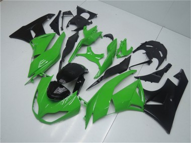 Green Glossy Black 2009-2012 Kawasaki ZX6R Motorcycle Fairing Kits