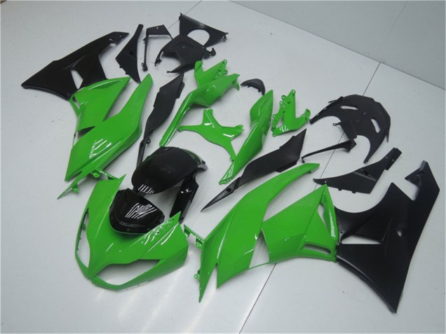 Green Glossy Black 2009-2012 Kawasaki ZX6R Motorcycle Fairing Kits