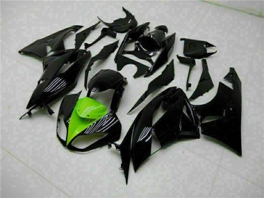 Glossy Black Green 2009-2012 Kawasaki ZX6R Motorcycle Fairings