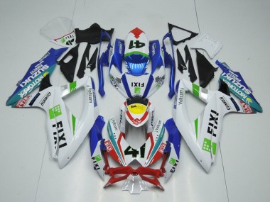 White Blue Red Yellow Green Fixi 41 2009-2016 Suzuki GSXR 1000 Motorcycle Fairings