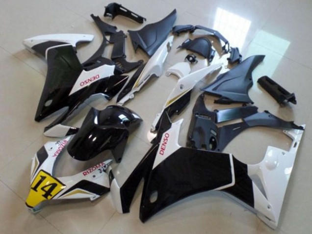 White Yellow Glossy Black DENSO 2013-2015 Honda CBR500R Motorcycle Fairings