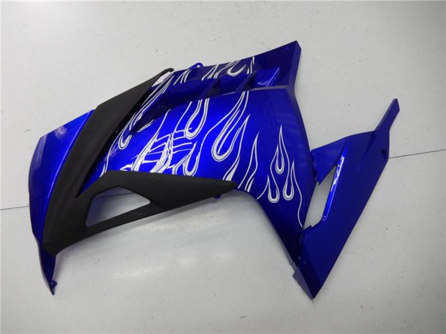 Blue Black White Flame 2013-2024 Kawasaki Ninja 300 EX300R Motorcycle Fairings
