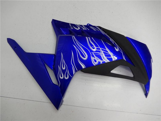 Blue Black White Flame 2013-2024 Kawasaki Ninja 300 EX300R Motorcycle Fairings