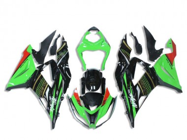 Green Glossy Black Red Honeycomb 2013-2018 Kawasaki ZX6R Motorcycle Fairings