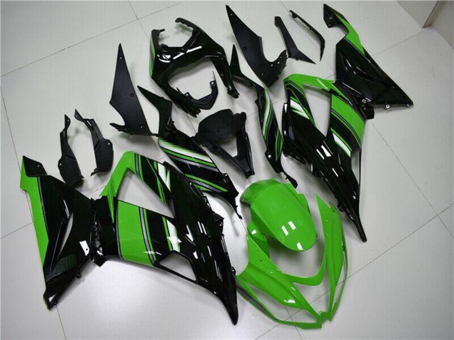 Green Glossy Black 2013-2018 Kawasaki ZX6R Bike Fairings