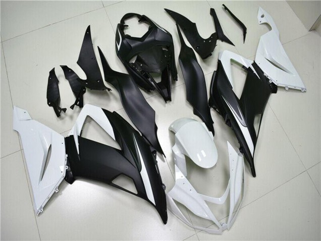 White Matte Black 2013-2018 Kawasaki ZX6R Abs Fairings