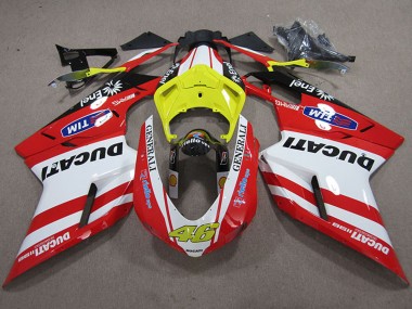 White Yellow Red Generali 46 2007-2014 Ducati 1198 Motorcycle Fairings