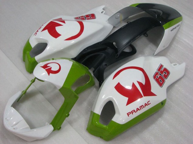 White Green Red Pramac 65 2008-2012 Ducati Monster 696 Motorcycle Fairings