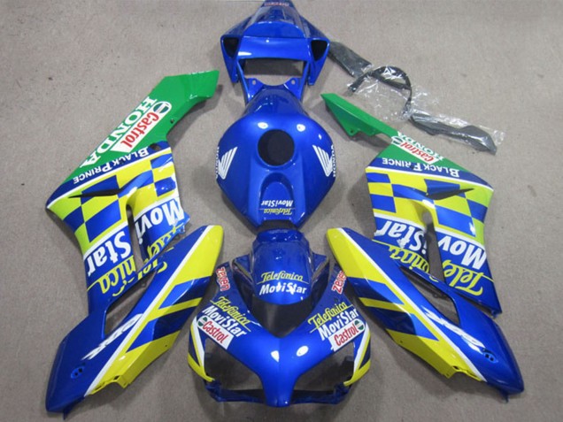 Blue Yellow Green Telefonica MoviStar Castrol 2004-2005 Honda CBR1000RR Motorcycle Fairings
