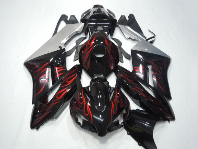 Silver Glossy Black Red Flame 2004-2005 Honda CBR1000RR Motorcycle Fairings