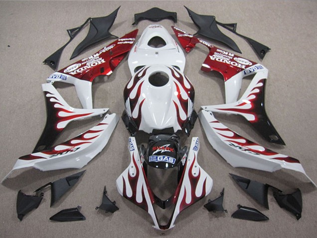 White Red Glossy Black Flame SHARK 2004-2005 Honda CBR1000RR Motorcycle Fairings