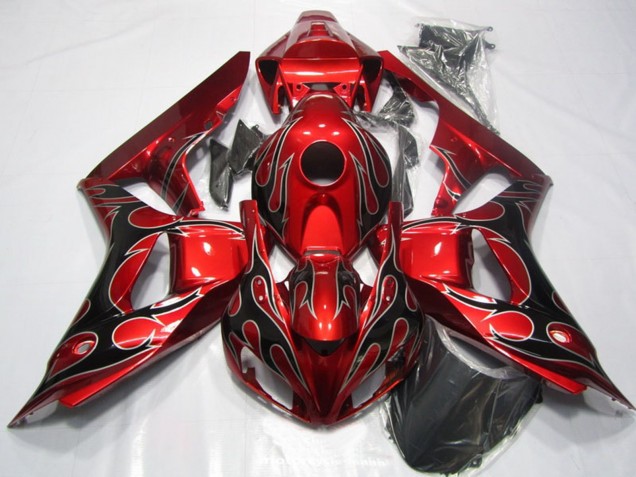 Red Glossy Black Flame 2006-2007 Honda CBR1000RR Motorcycle Fairing