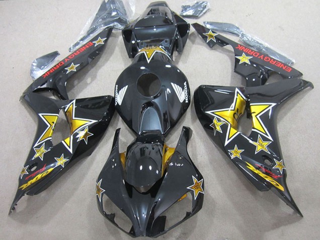 Glossy Black Gold Star Energy Drink 2006-2007 Honda CBR1000RR Motorcycle Fairings