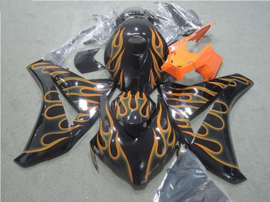 Glossy Black Orange Flame 2008-2011 Honda CBR1000RR Motorcycle Fairings