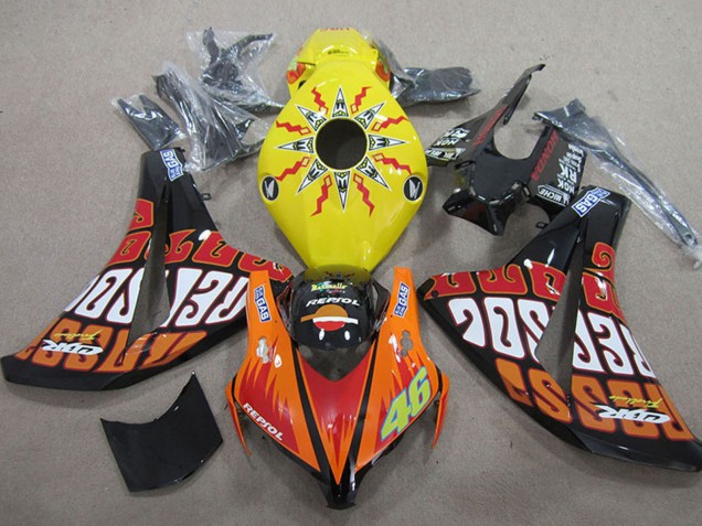 Yellow Orange Glossy Black Rossi Repsol 46 2008-2011 Honda CBR1000RR Motorcycle Fairings