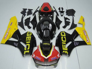 Red Yellow Glossy Black HRC One Heart GEICO 2012-2016 Honda CBR1000RR Motorcycle Fairings