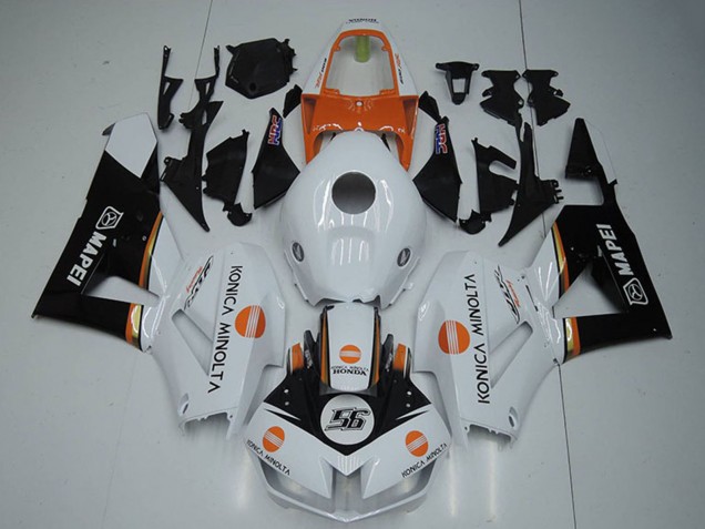 White Orange Glossy Black Konica Minolta 56 2012-2016 Honda CBR1000RR Motorcycle Fairings