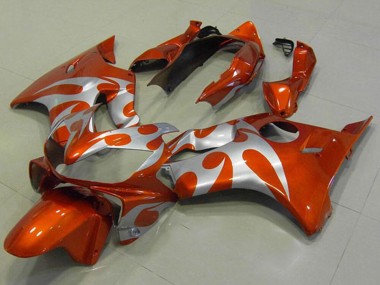 Silver Orange Flame 2004-2007 Honda CBR600 F4i Motorcycle Fairings