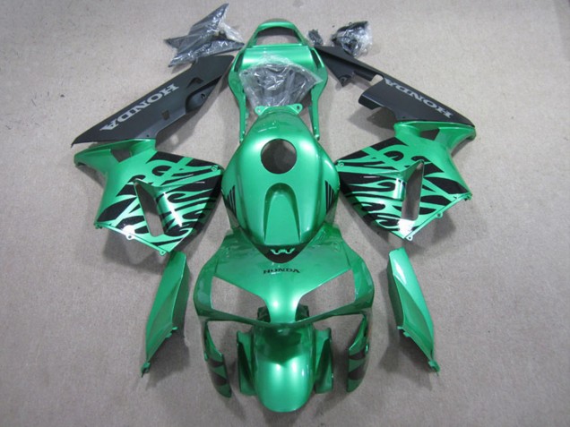 Green Black Flame 2003-2004 Honda CBR600RR Motorcycle Fairings