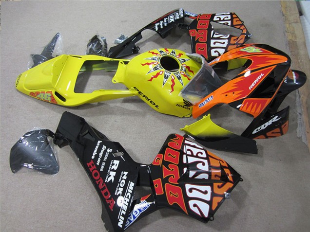 Black Orange Yellow Rossi Repsol 2005-2006 Honda CBR600RR Motorcycle Fairings