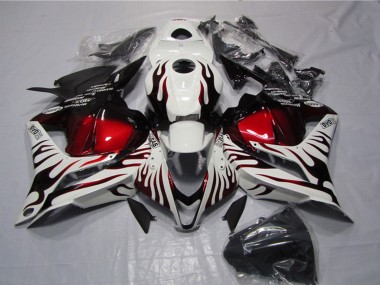 White Red Glossy Black Flame 2009-2012 Honda CBR600RR Motorcycle Fairings