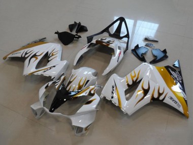 White Gold Flame 2002-2013 Honda VFR 800 Motorcycle Fairing